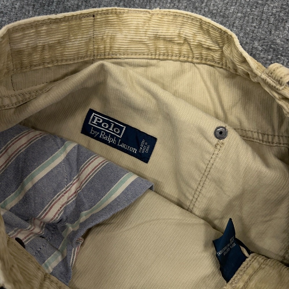 Vintage Polo Ralph Lauren Corduroy Pants Mens 40x30 Khaki Tan Bootcut Wide NEW - Picture 7 of 11